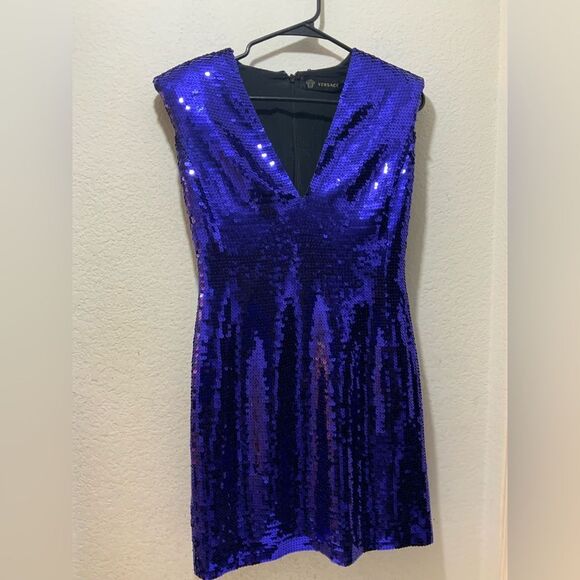NWOT Gianni Versace Couture Sequin gold button Embellished Mini Dress size 38 - Picture 1 of 10